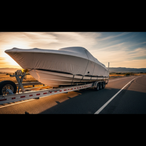 Drift Boats Boat Transport trailer carrying a drift boat securely strapped for highway hauling with focus on safe prep