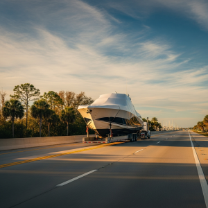 Transporting Boat on trailer southbound, with oversize permit prep and marina delivery timing for a fall Florida move