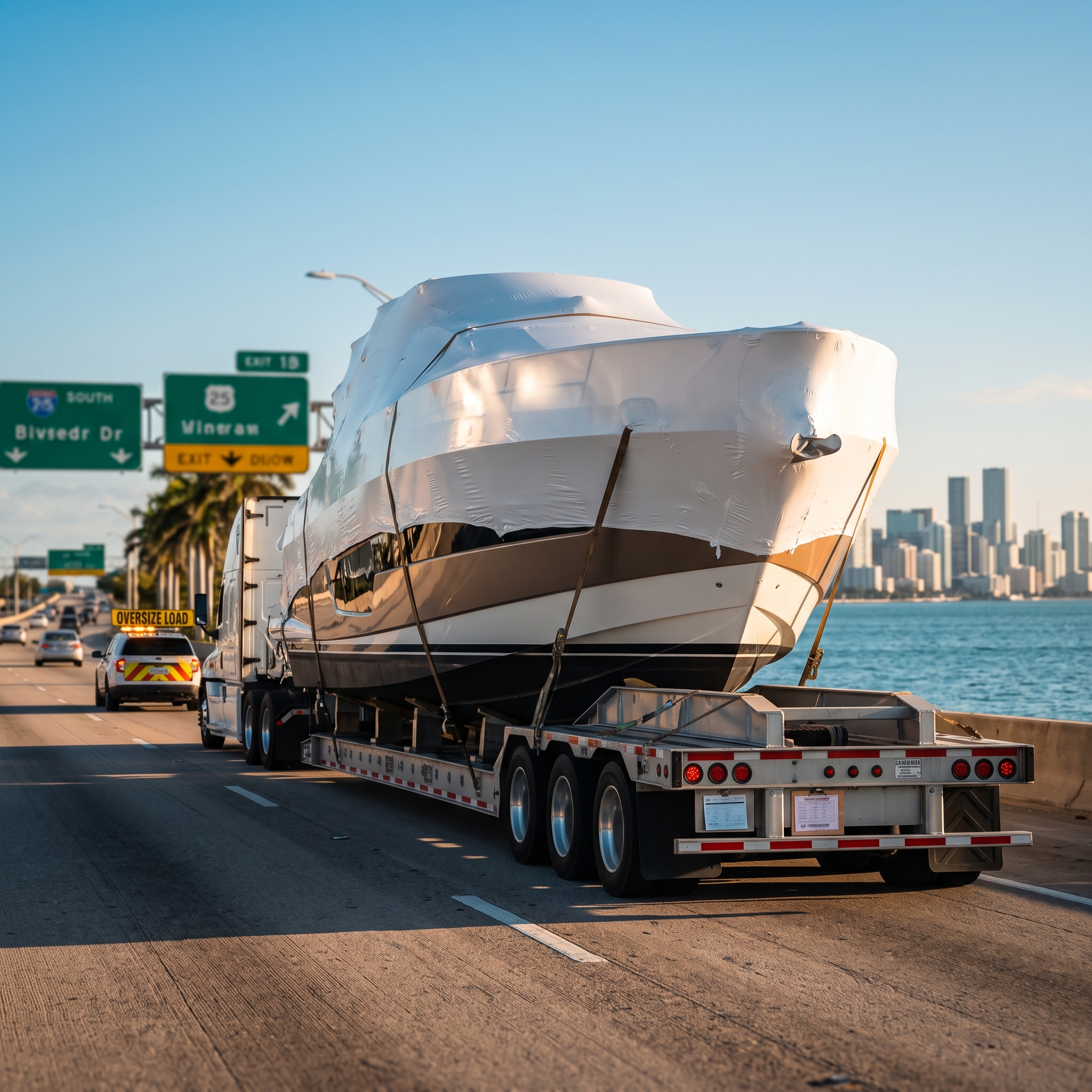 Transporting Boats on a trailer with measured load, permit planning, and route checks for a safe Florida haul